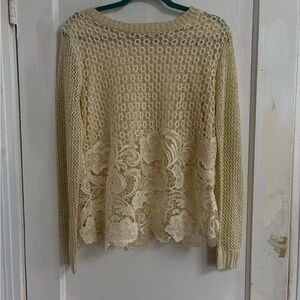 Elegant Cream Lace Women Sweater